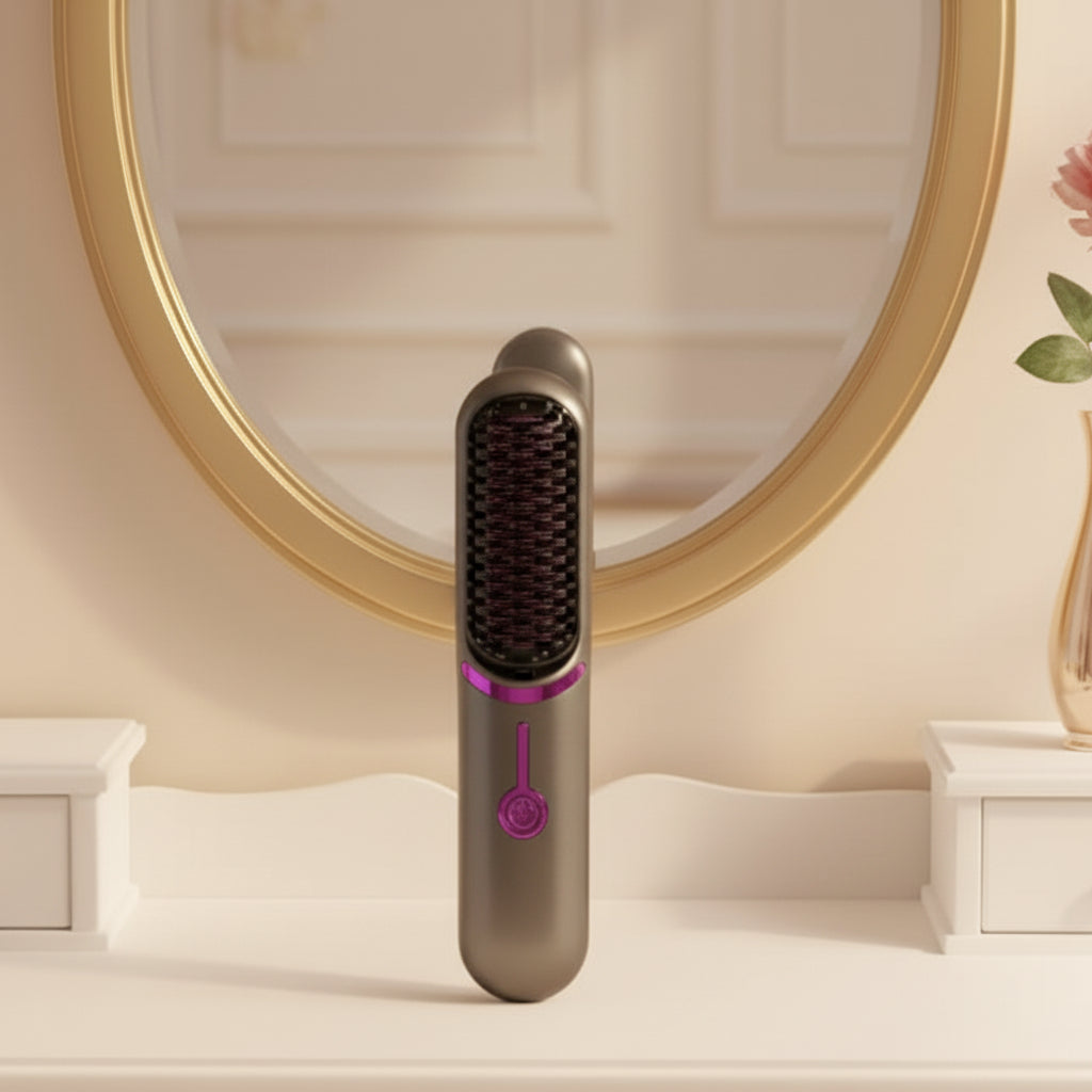 NovaGlow Cordless Straightening Brush Styler For Straight Hair Everywhere