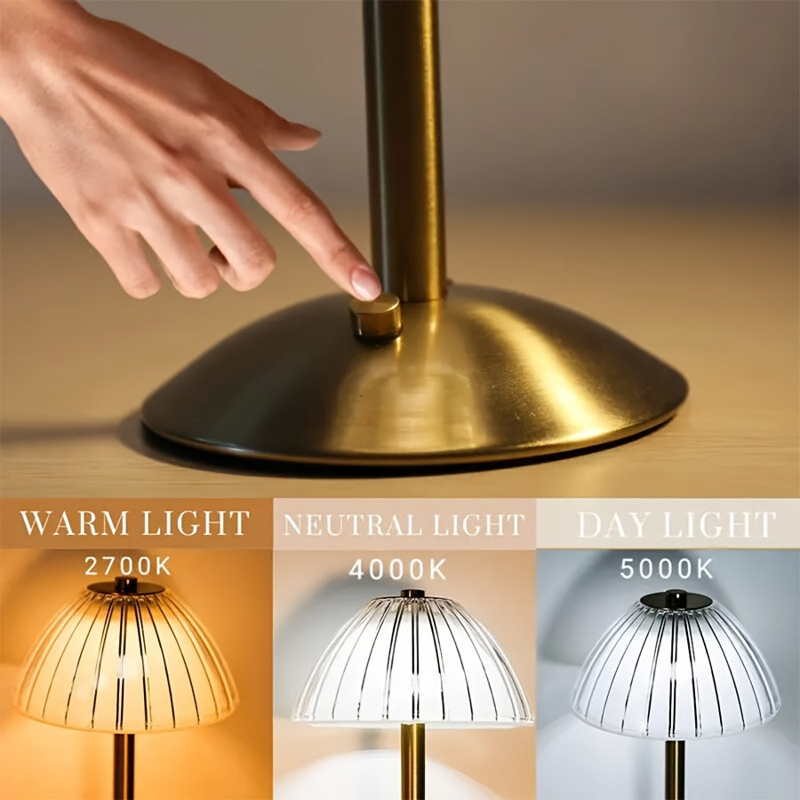 Golden Touch USB genopladelig bordlampe med krystalskærm