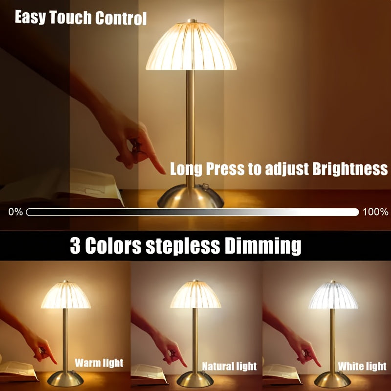 Golden Touch USB genopladelig bordlampe med krystalskærm