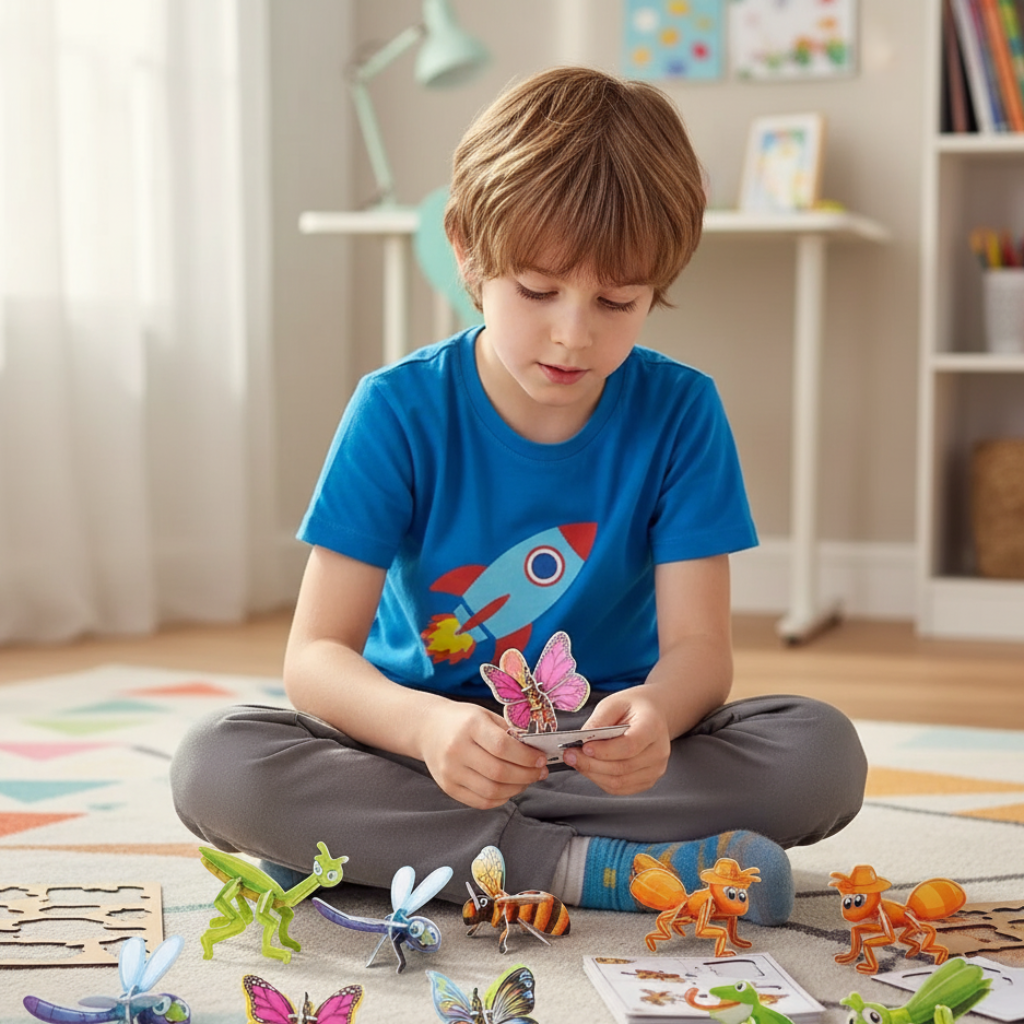 Dětská 3D zvířecí skládačka pro kreativní učení a hraní bez obrazovky