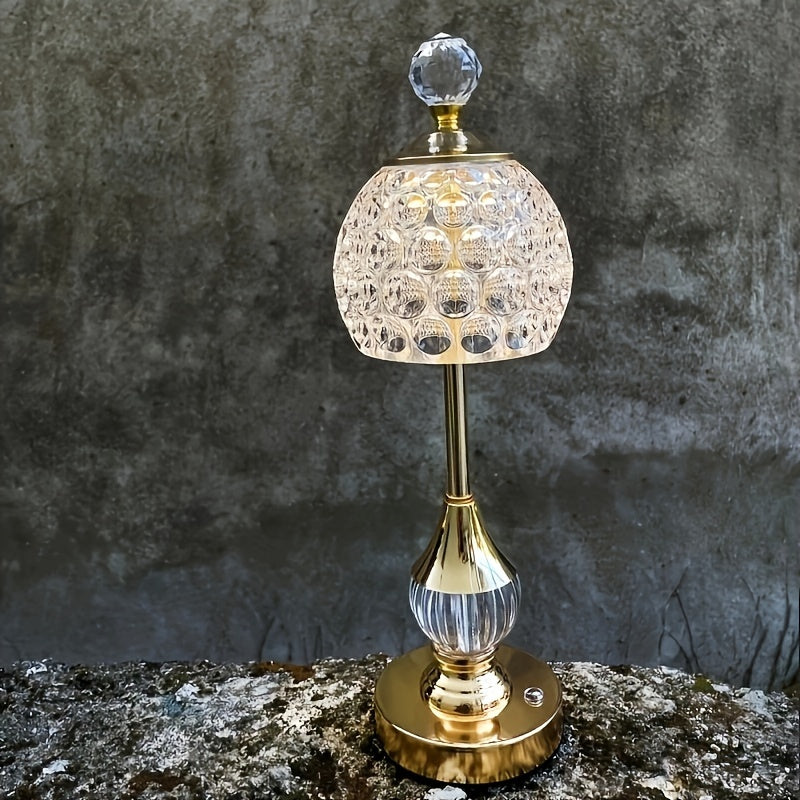 Lampe de chevet Crystal Touch avec lumière LED rechargeable