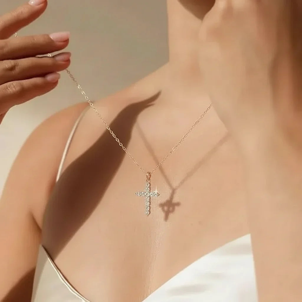 Crown Cross Pendant Necklace In Gold Or Silver Faith Jewelry