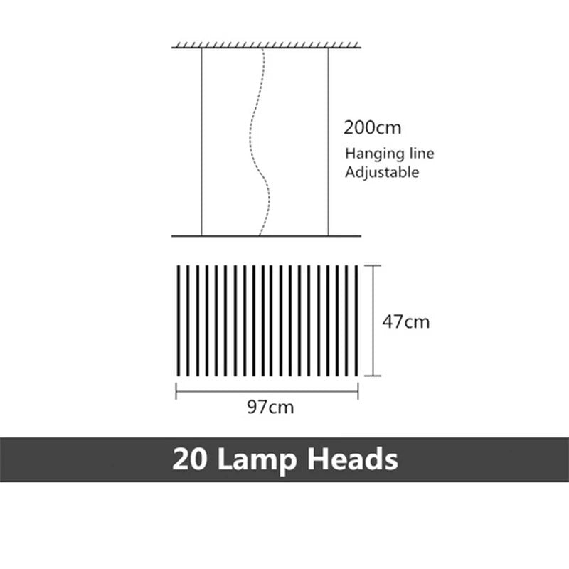 Lámpara colgante moderna LatticeChord de aluminio con control remoto y 40 enchufes E26/E27