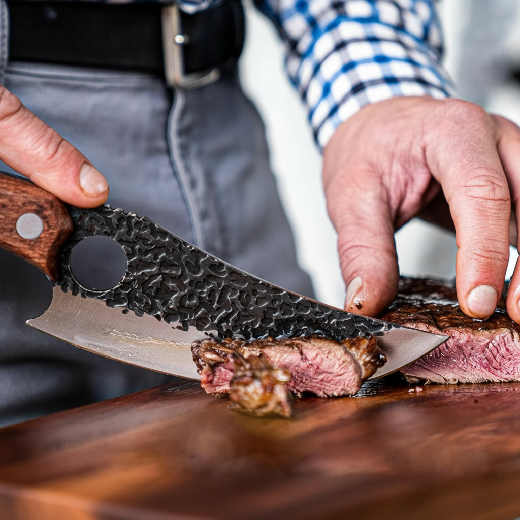 Chef Knife By Precision Brand With Wooden Handle For Easy Slicing