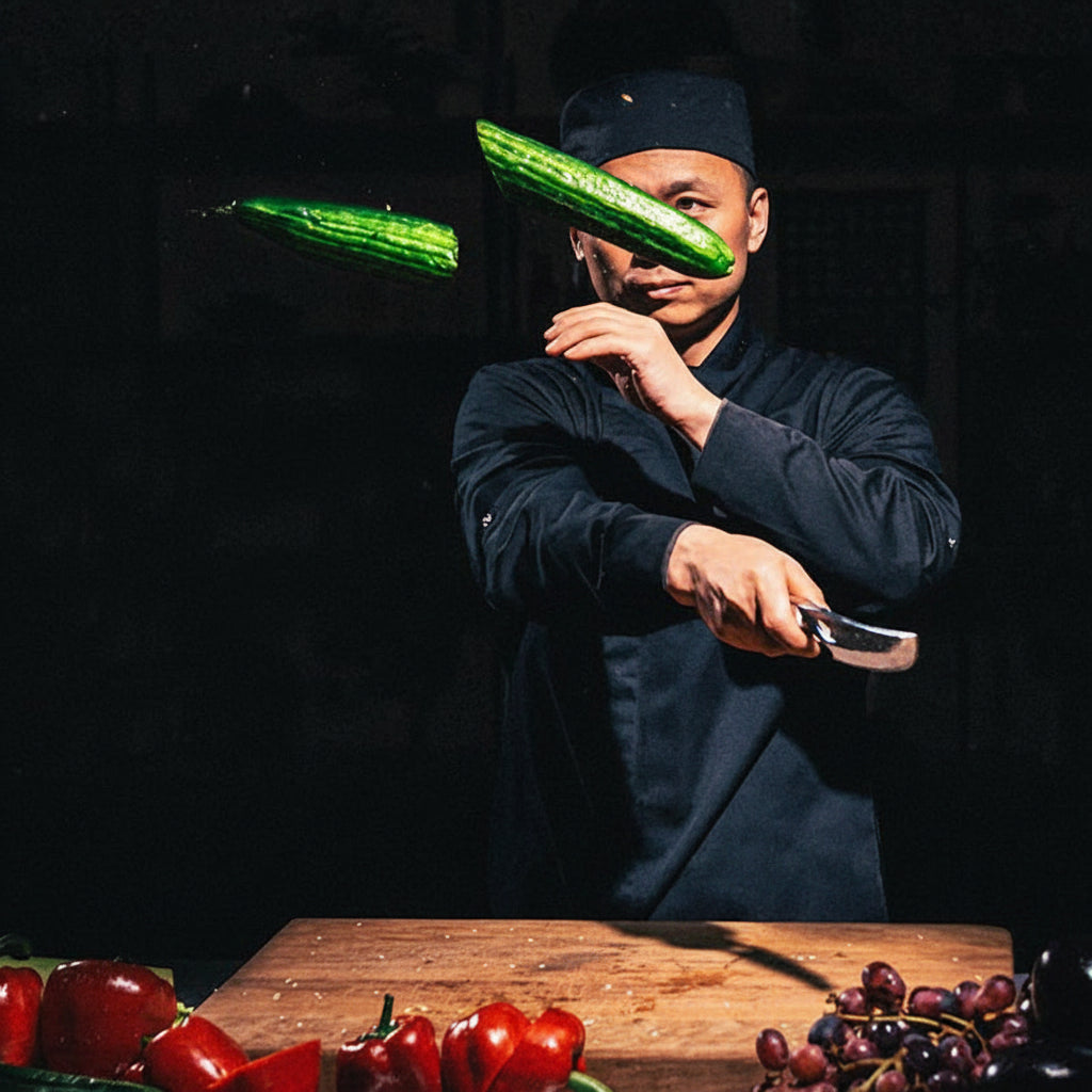 Chef Knife By Precision Brand With Wooden Handle For Easy Slicing