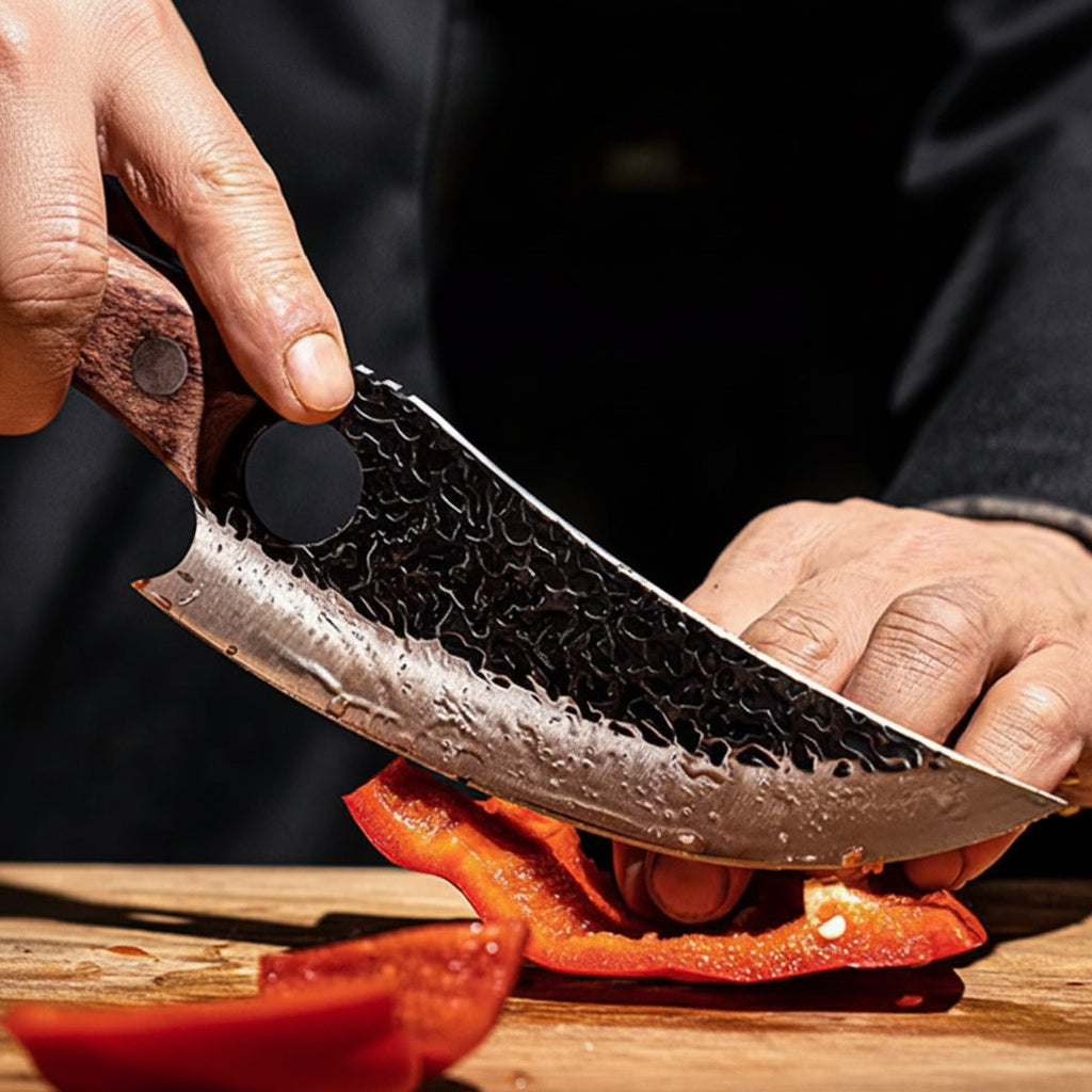 Chef Knife By Precision Brand With Wooden Handle For Easy Slicing
