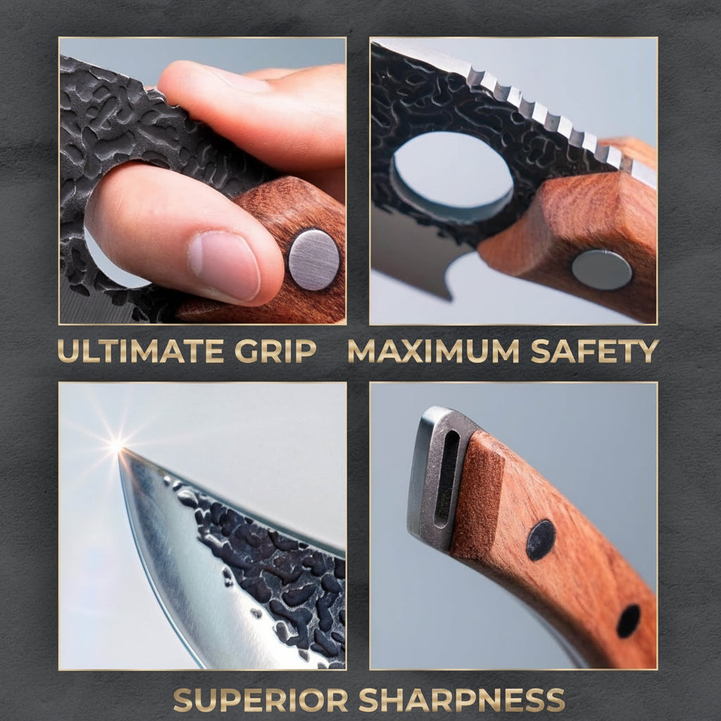 Chef Knife By Precision Brand With Wooden Handle For Easy Slicing