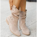 Elara Low Heel Ankle Boots With Suede Finish For Classic Style