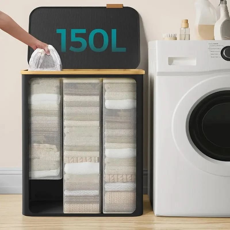Cesto portabiancheria pieghevole FlexiSort con tre scomparti per ogni ambiente
