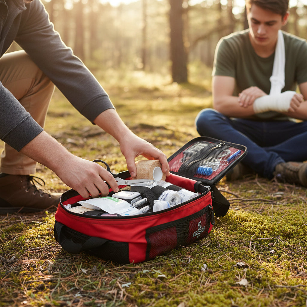 Kit compatto di sopravvivenza da esterno con attrezzatura essenziale per avventure