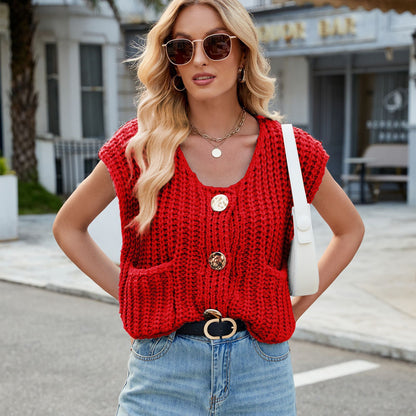 Chunky Knit Button Vest