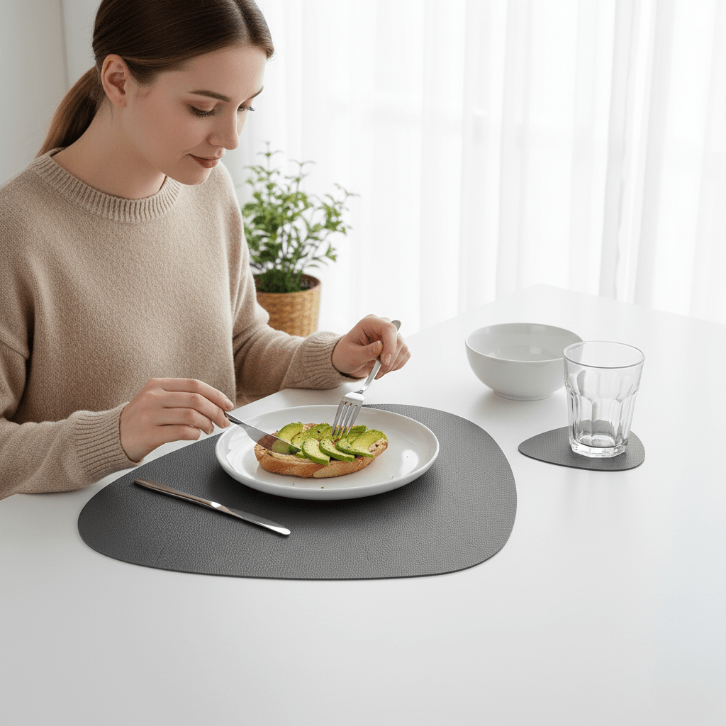 Aura Set Elegant Placemats And Coasters, Heat Resistant And Easy Care