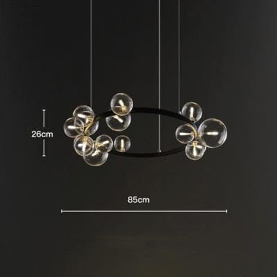 Elara bobleglass lysekrone aluminiumramme håndlaget glass 90-260V LED-pærer inkludert