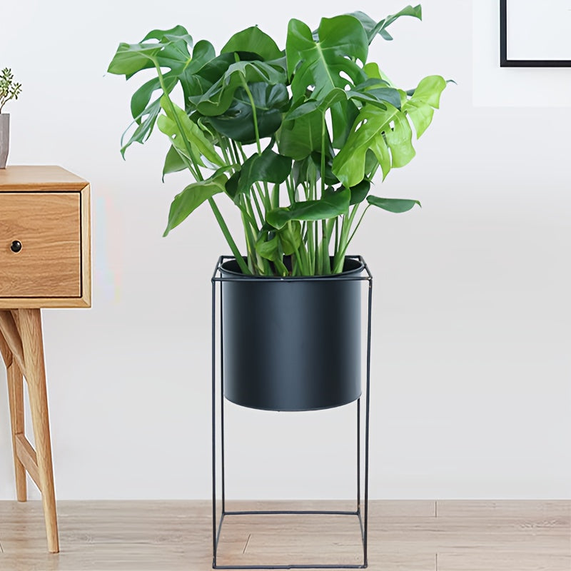Black Metal Plant Stand For Indoor Use Rectangular Holder