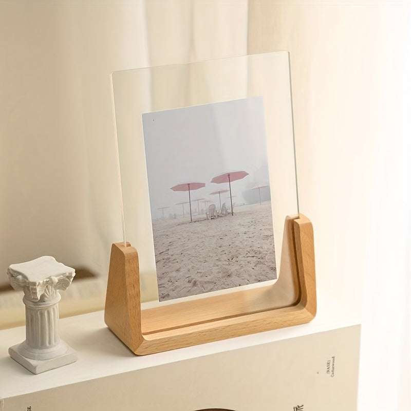 Moldura de Fotos em Acrílico e Madeira em Forma de U para Exposição Minimalista