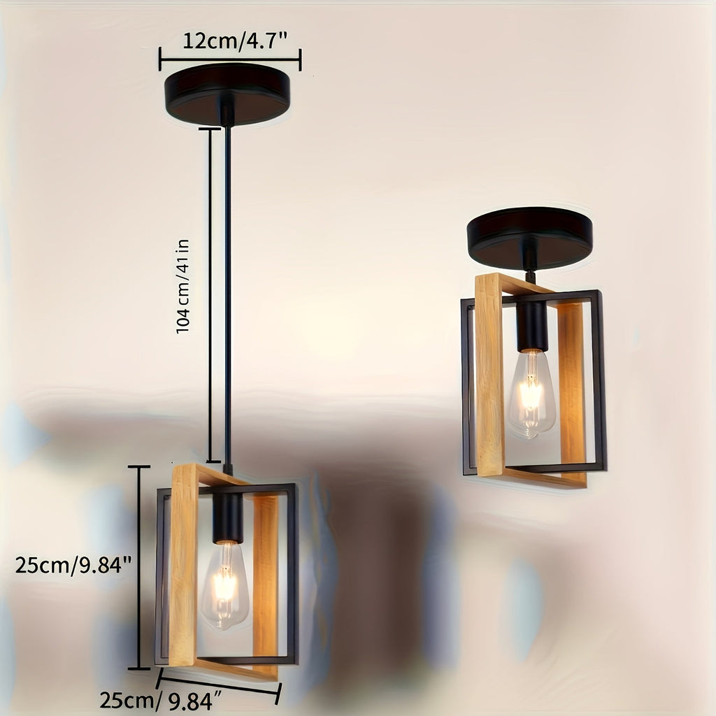 Geometric Industrial Pendant Light With Metal Frame For Modern Living Spaces