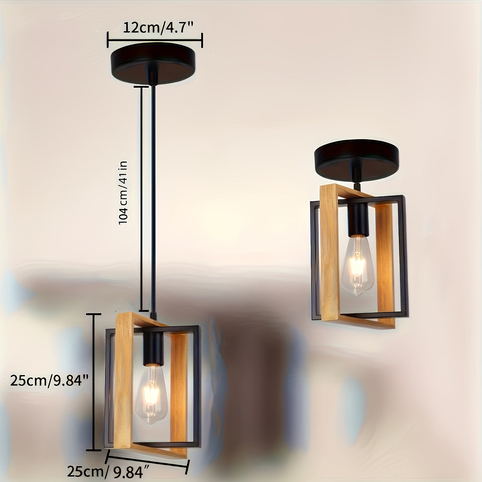 Geometric Industrial Pendant Light With Metal Frame For Modern Living Spaces