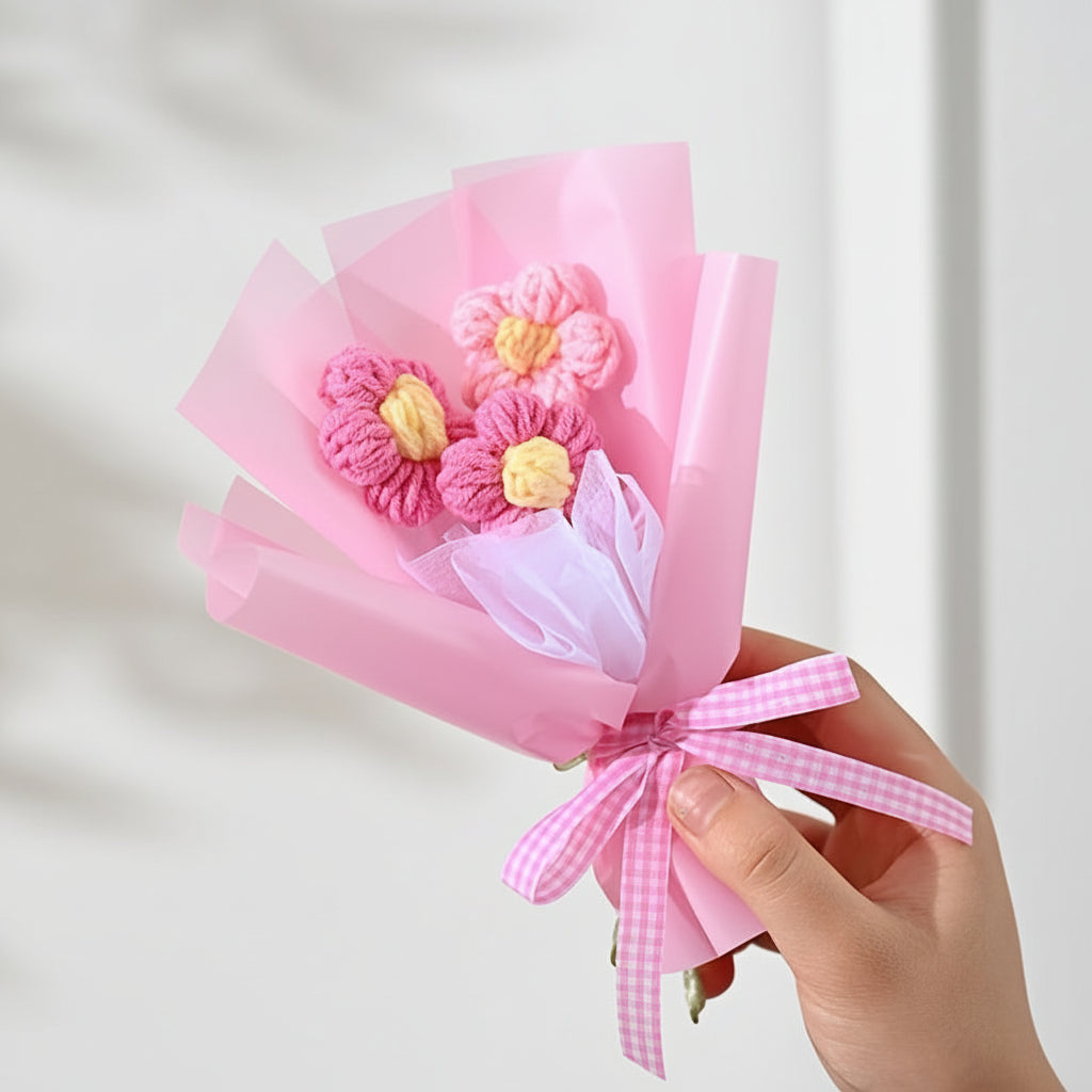 Bouquet di fiori in tessuto mini per la Festa della Mamma, regalo fatto a mano