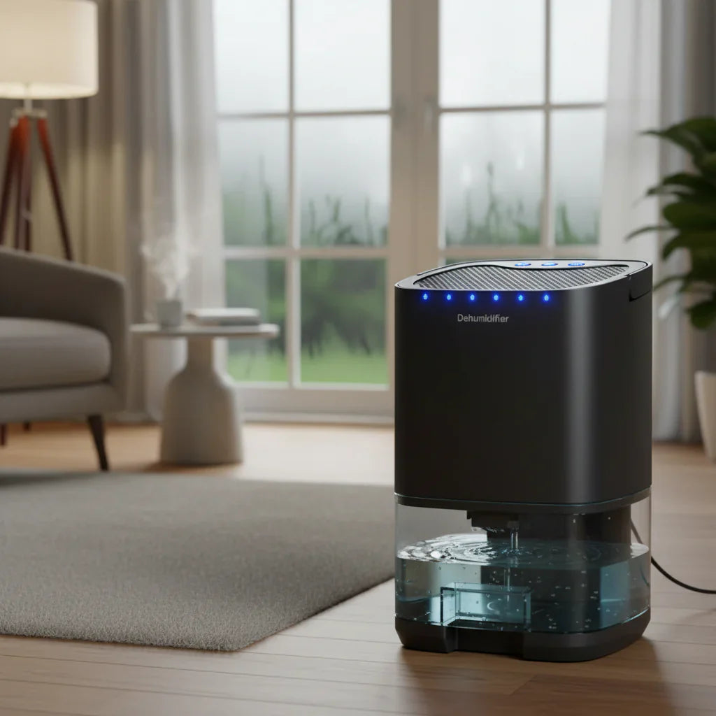 Compact Portable Dehumidifier For Home Use In Small Rooms And Spaces