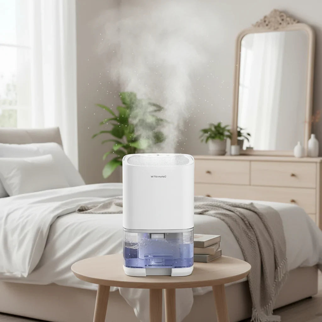 Compact Portable Dehumidifier For Home Use In Small Rooms And Spaces