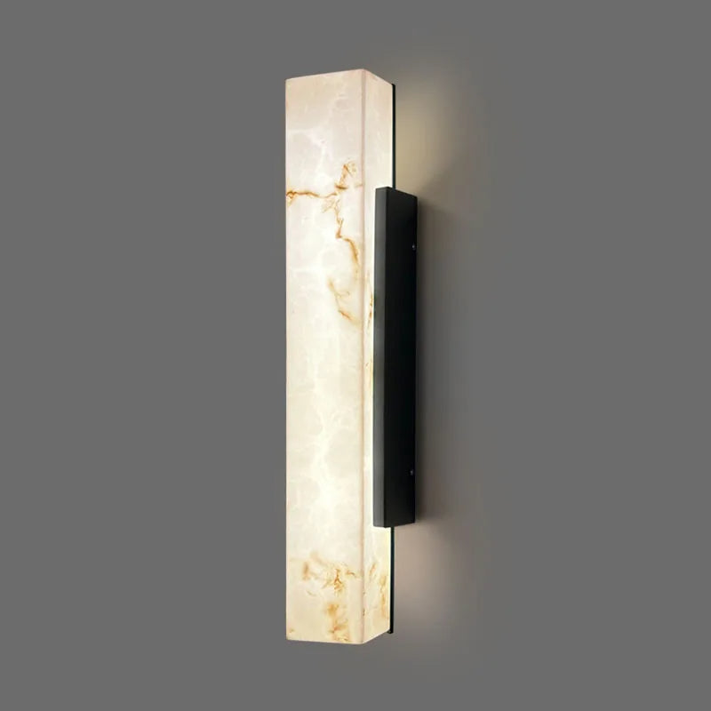 Applique murale extérieure Asteros en marbre avec finition en acier inoxydable brossé IP65