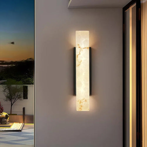 Asteros Außen-Marmor-Wandlampe mit gebürsteter Edelstahloberfläche IP65
