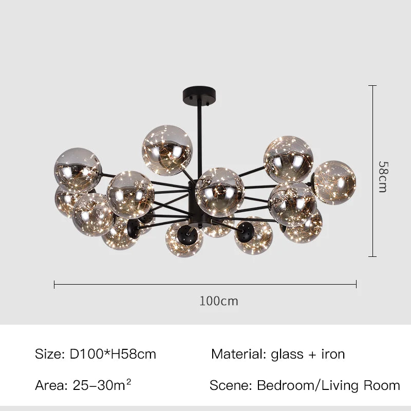 LumenVale Üveggömb Csillár Időtlen Nappalikhoz