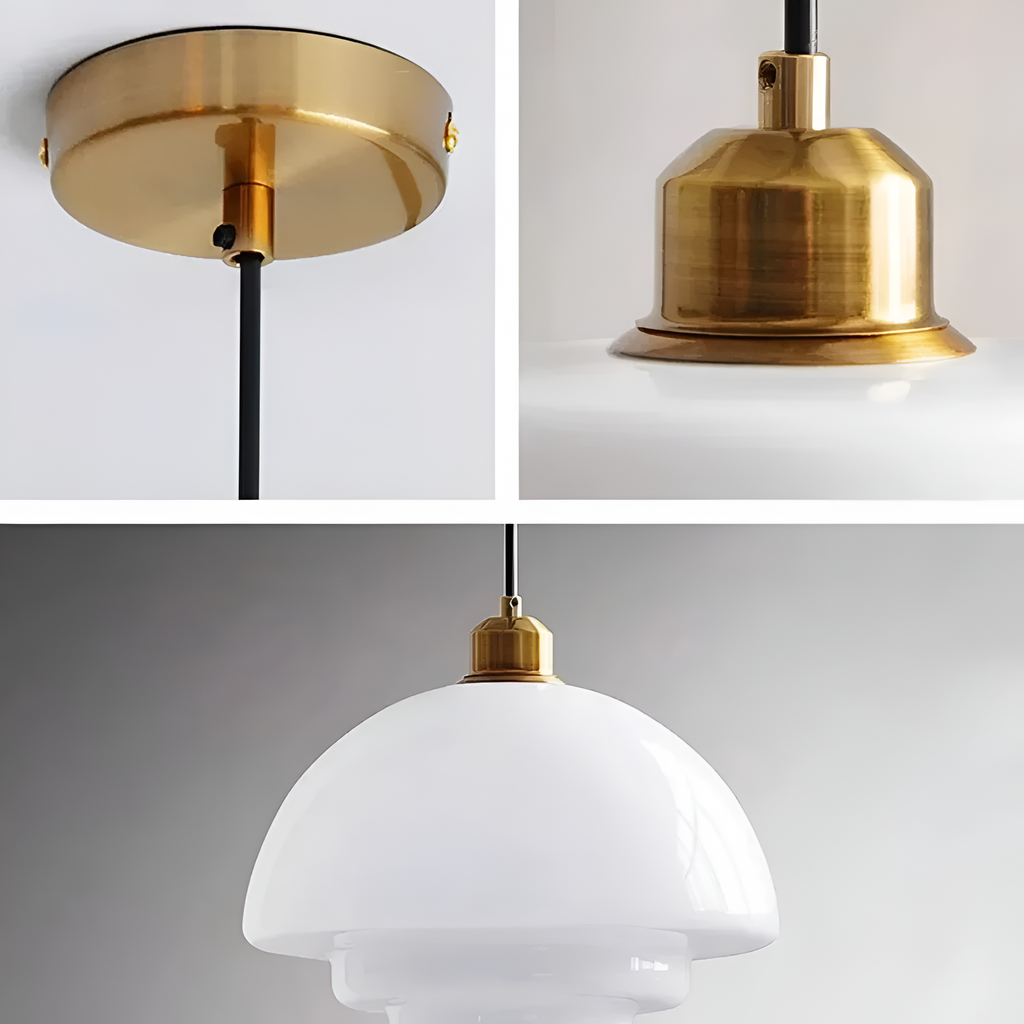 Gold Finish Art Deco Ceiling Lamp With Brass And Glass Vintage Design