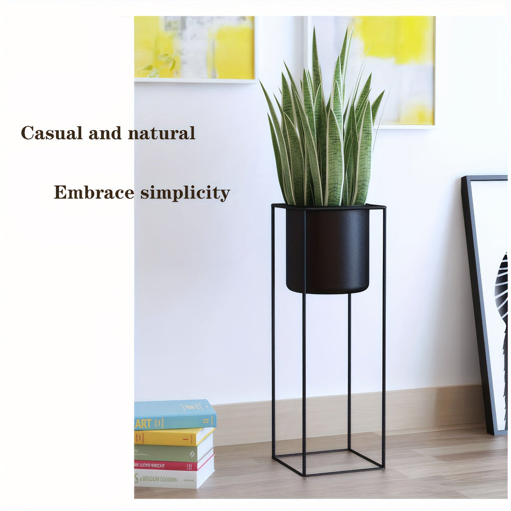 Black Metal Plant Stand For Indoor Use Rectangular Holder