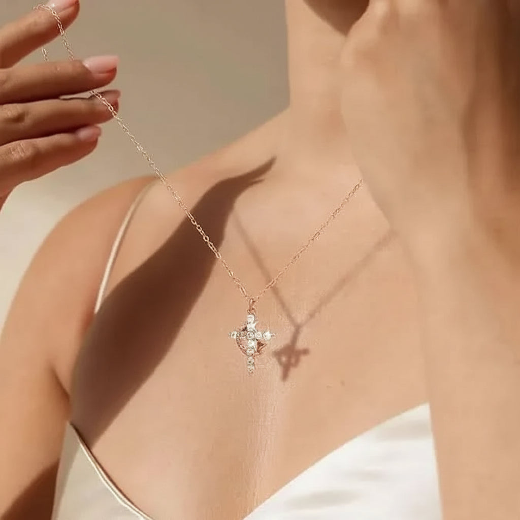 Crown Cross Pendant Necklace In Gold Or Silver Faith Jewelry