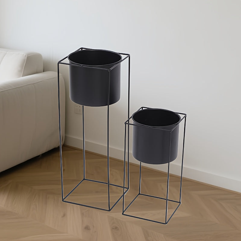 Black Metal Plant Stand For Indoor Use Rectangular Holder