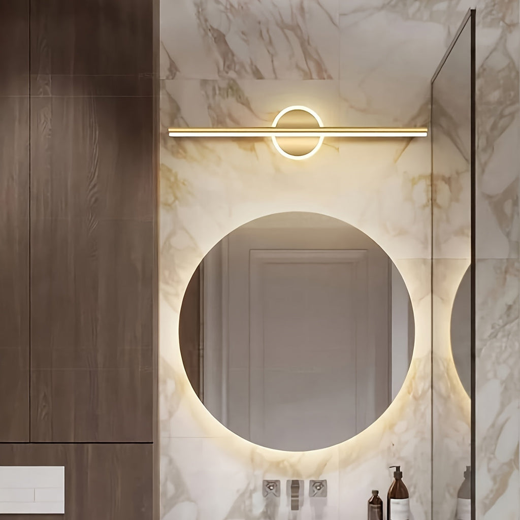 Luxusní LED nástěnné zrcadlo v černé a zlaté barvě, minimalistický styl