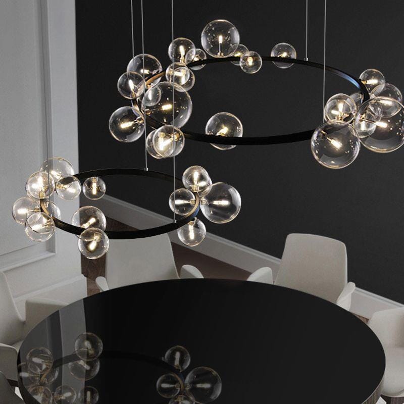 Elara bobleglass lysekrone aluminiumramme håndlaget glass 90-260V LED-pærer inkludert