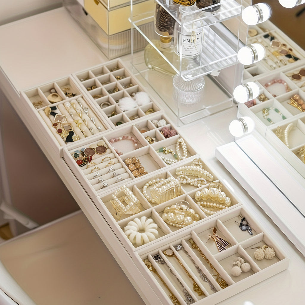Organisateur de plateau à bijoux pour la fête des mères, pour rangement dans tiroir