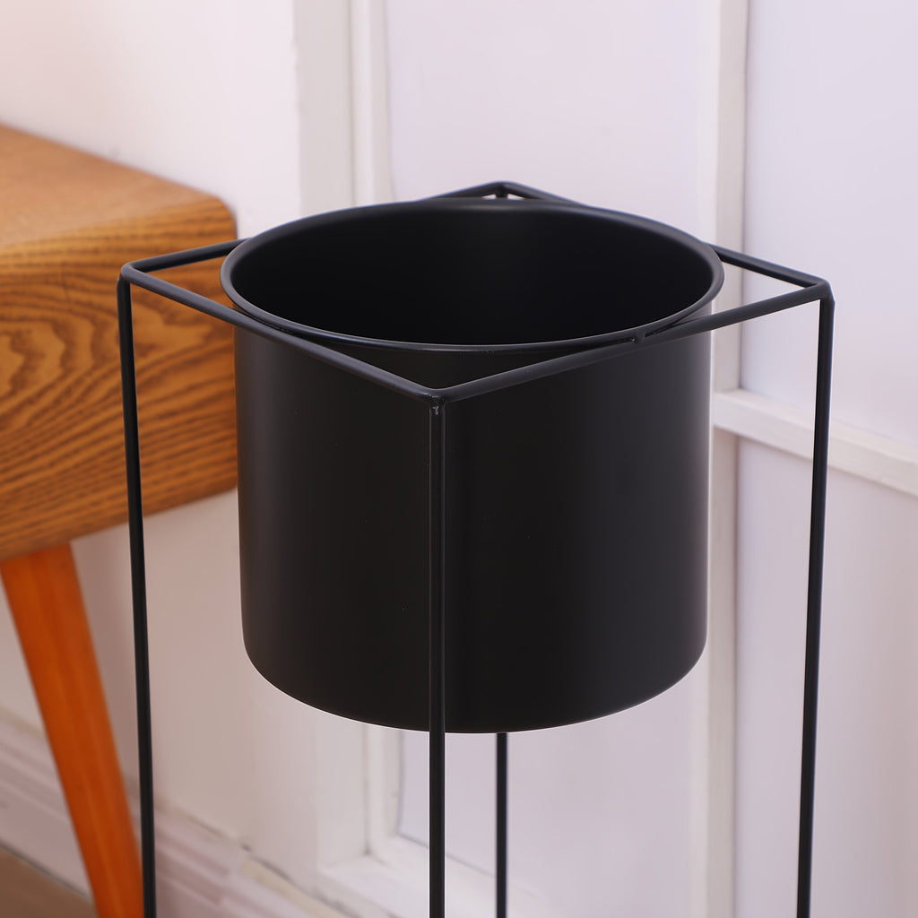 Black Metal Plant Stand For Indoor Use Rectangular Holder
