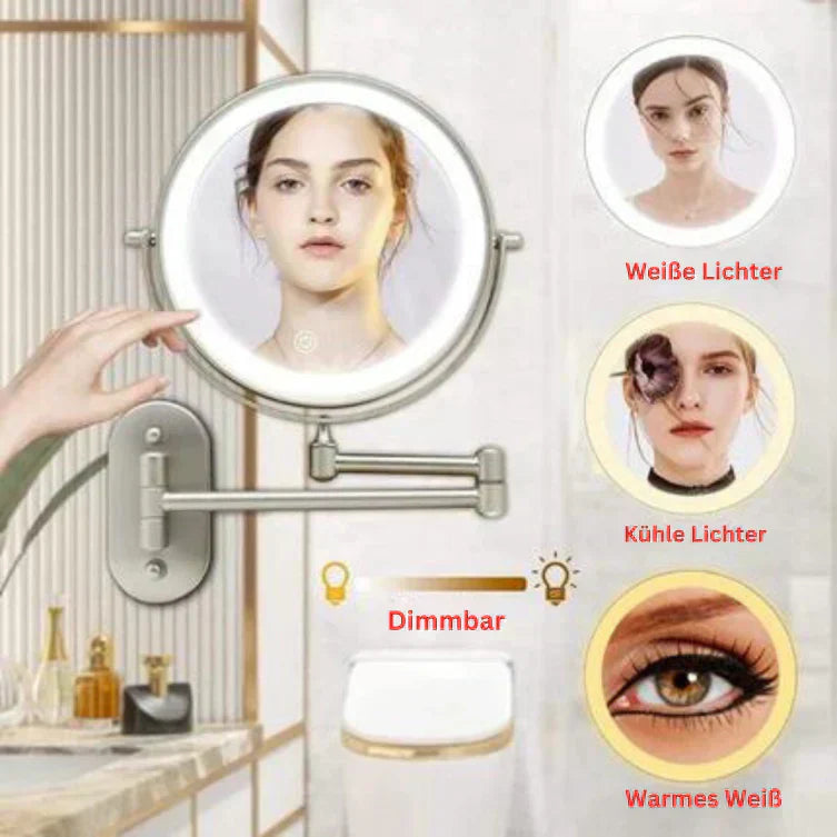 Goldfarbenes, wiederaufladbares LED-Schminkspiegel mit Vergrößerung für Make-up