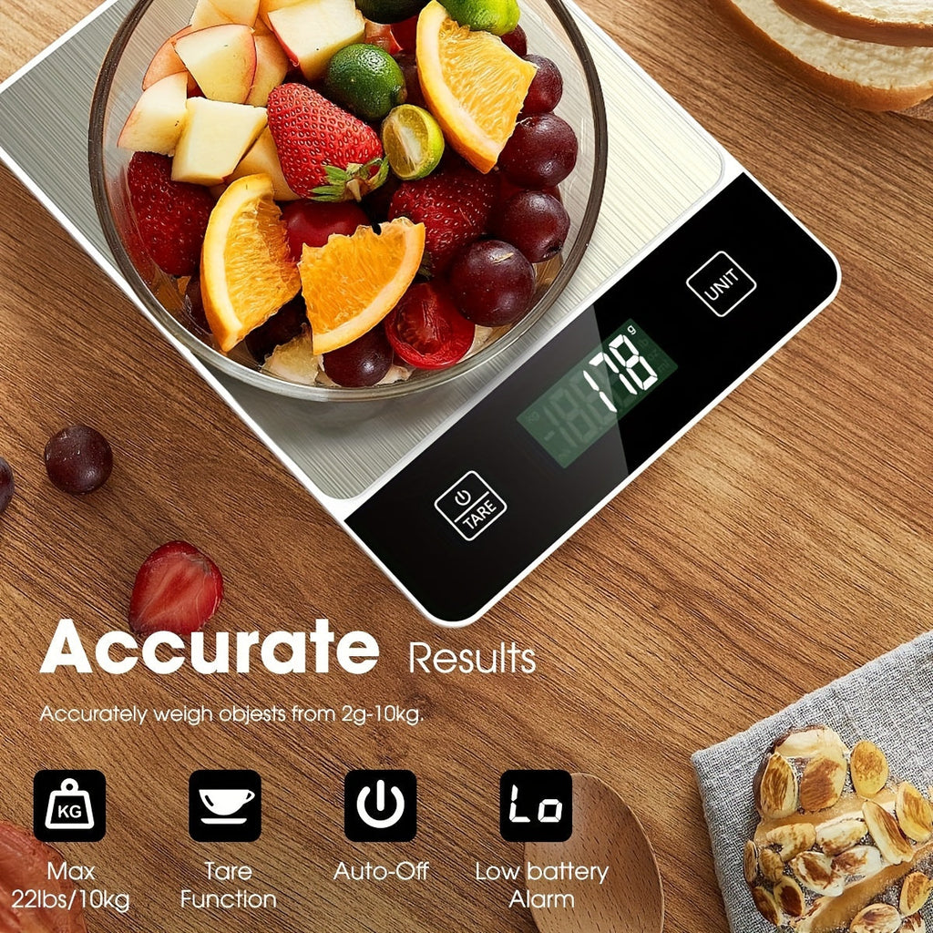 Bilancia digitale in acciaio inox, capacità 22 libbre per pesatura precisa degli alimenti
