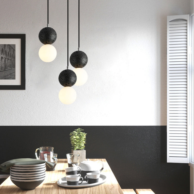 NovaLux LED Pendant Lights Small Glass Lamps For Dining Tables Black And White