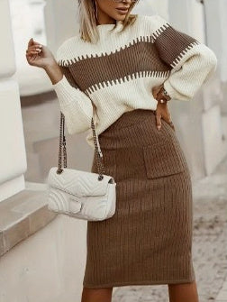 ENSEMBLE DEUX PIÈCES CÔTELÉ DÉCONTRACTÉ