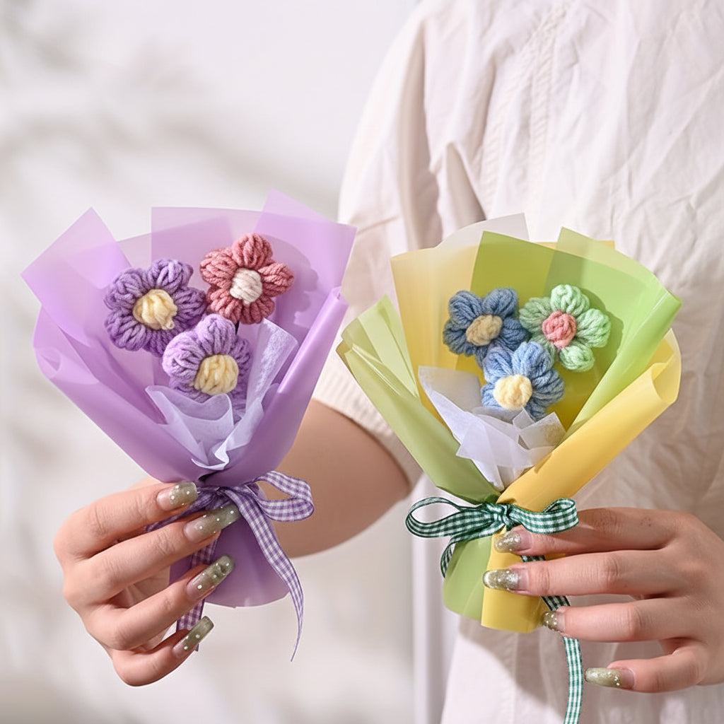 Bouquet di fiori in tessuto mini per la Festa della Mamma, regalo fatto a mano