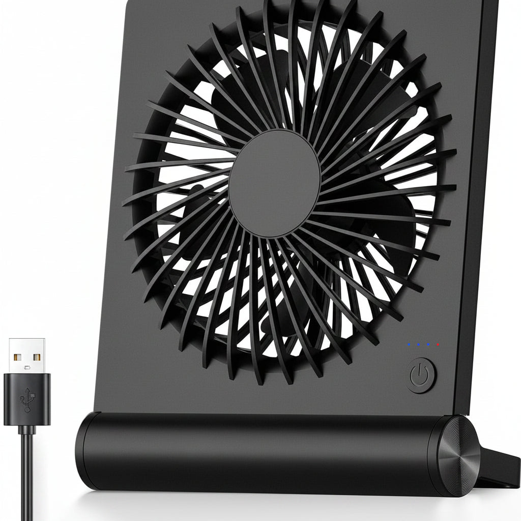 Portable USB Clip-On Desk Fan, Compact Foldable Cooling Box