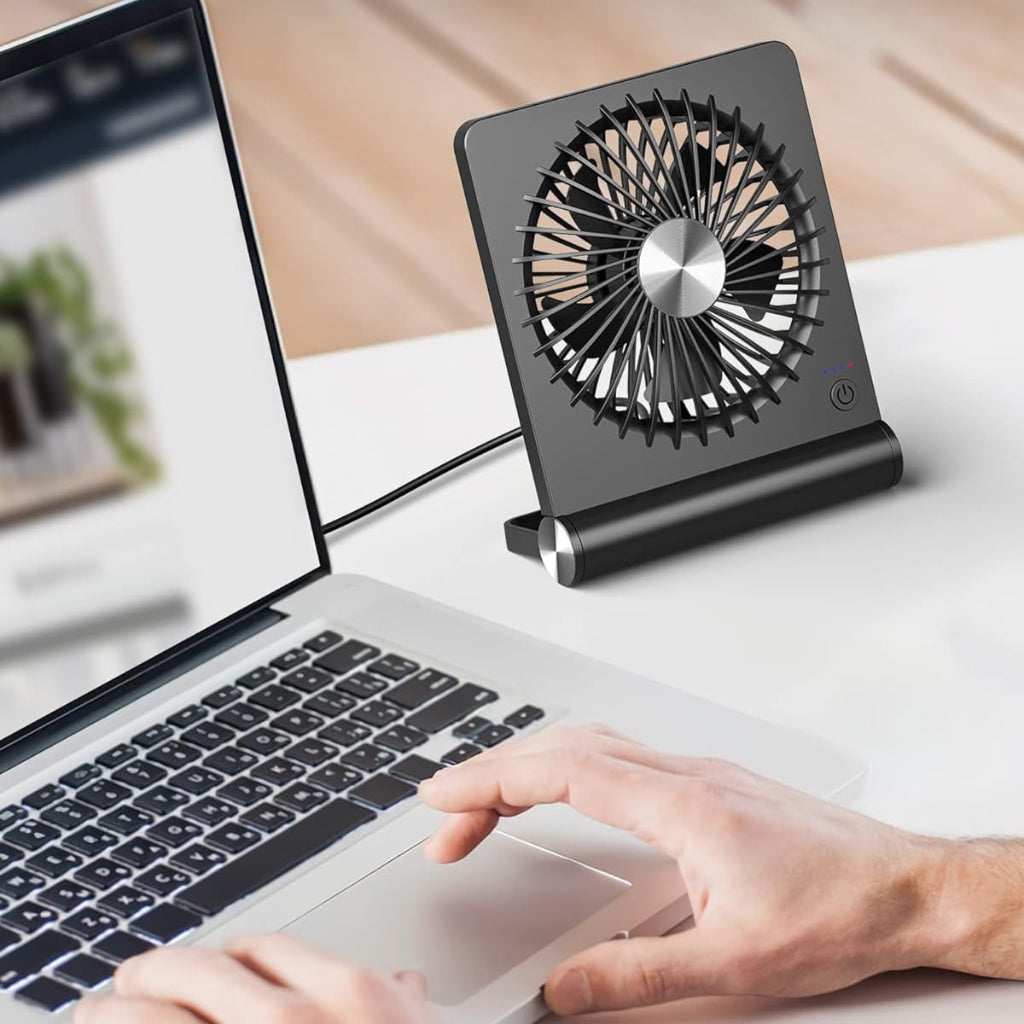 Portable USB Clip-On Desk Fan, Compact Foldable Cooling Box
