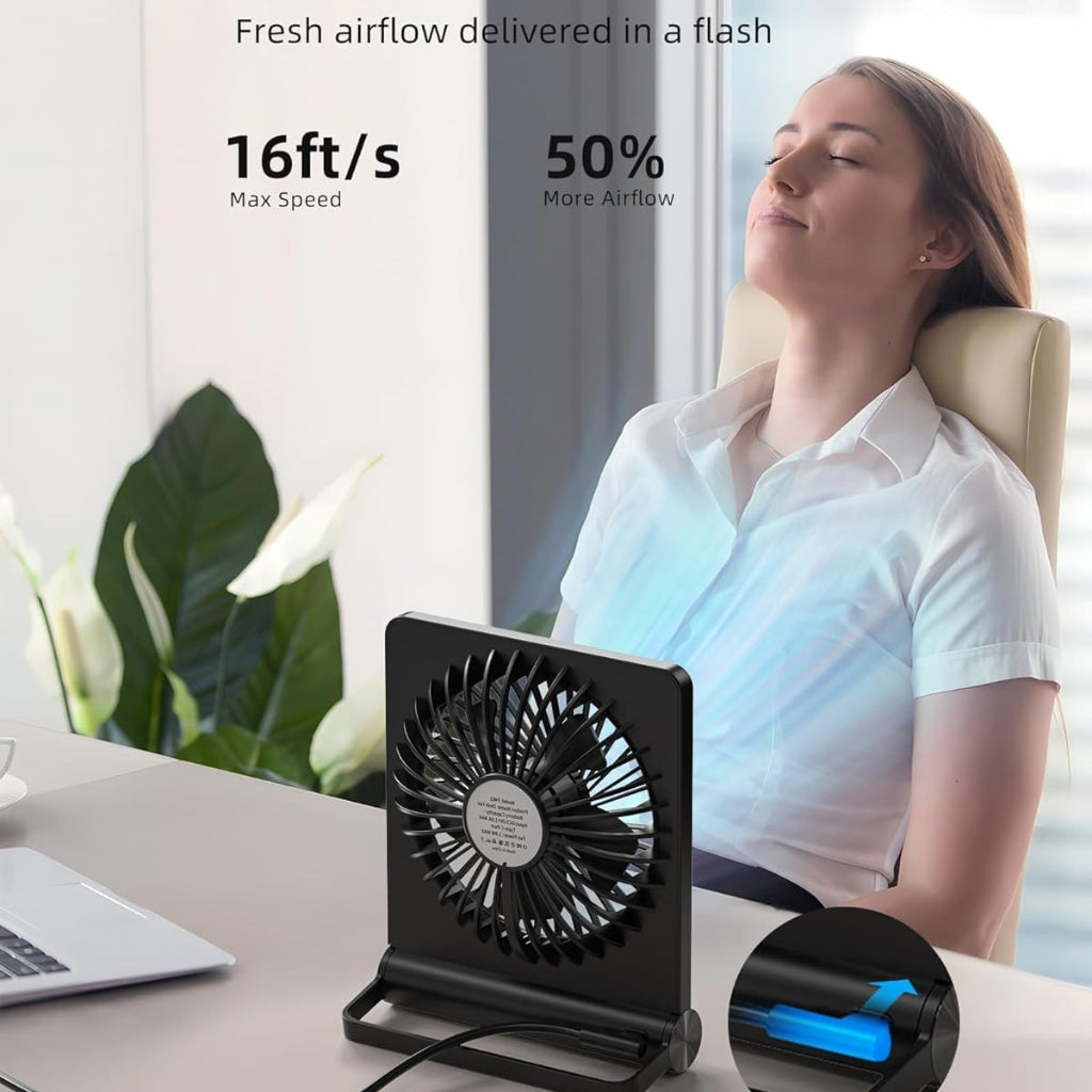 Portable USB Clip-On Desk Fan, Compact Foldable Cooling Box