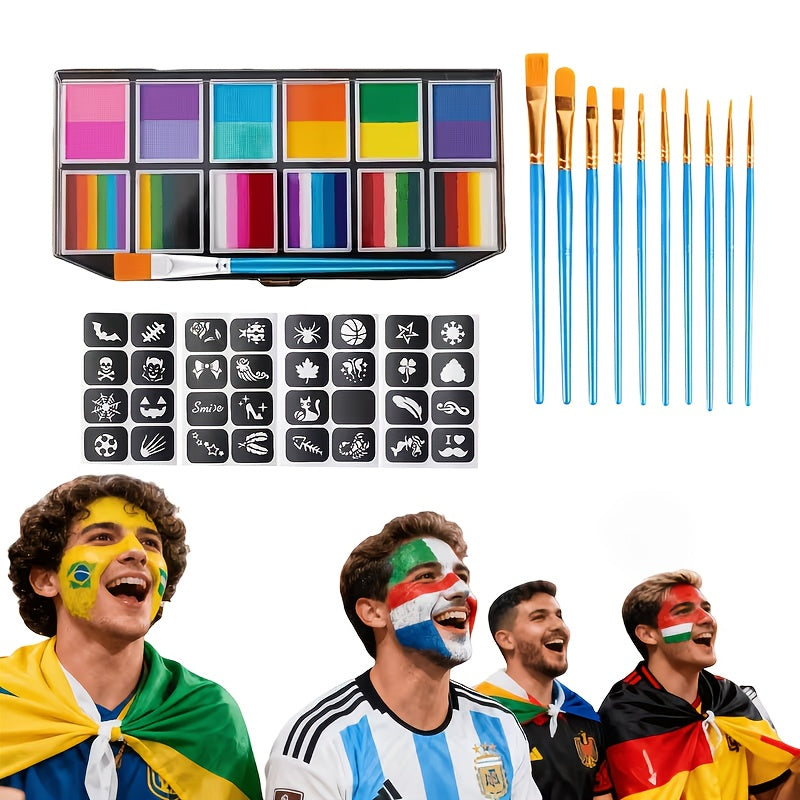 Neon Face Paint Set With Soccer Ball Theme For Festivals And Events