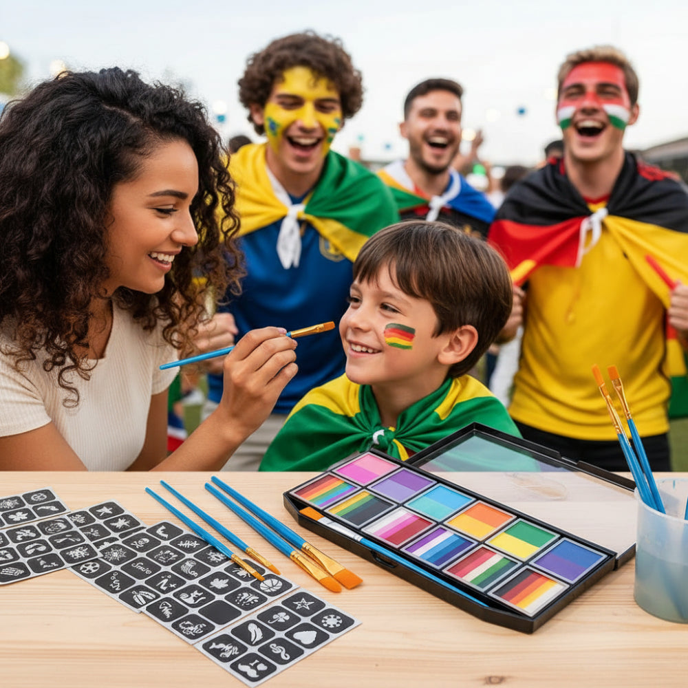 Neon Face Paint Set With Soccer Ball Theme For Festivals And Events