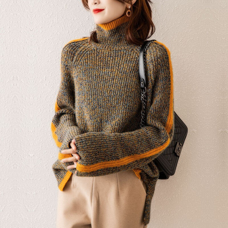 ELENA – Pull Col Roulé Épais Style Rétro