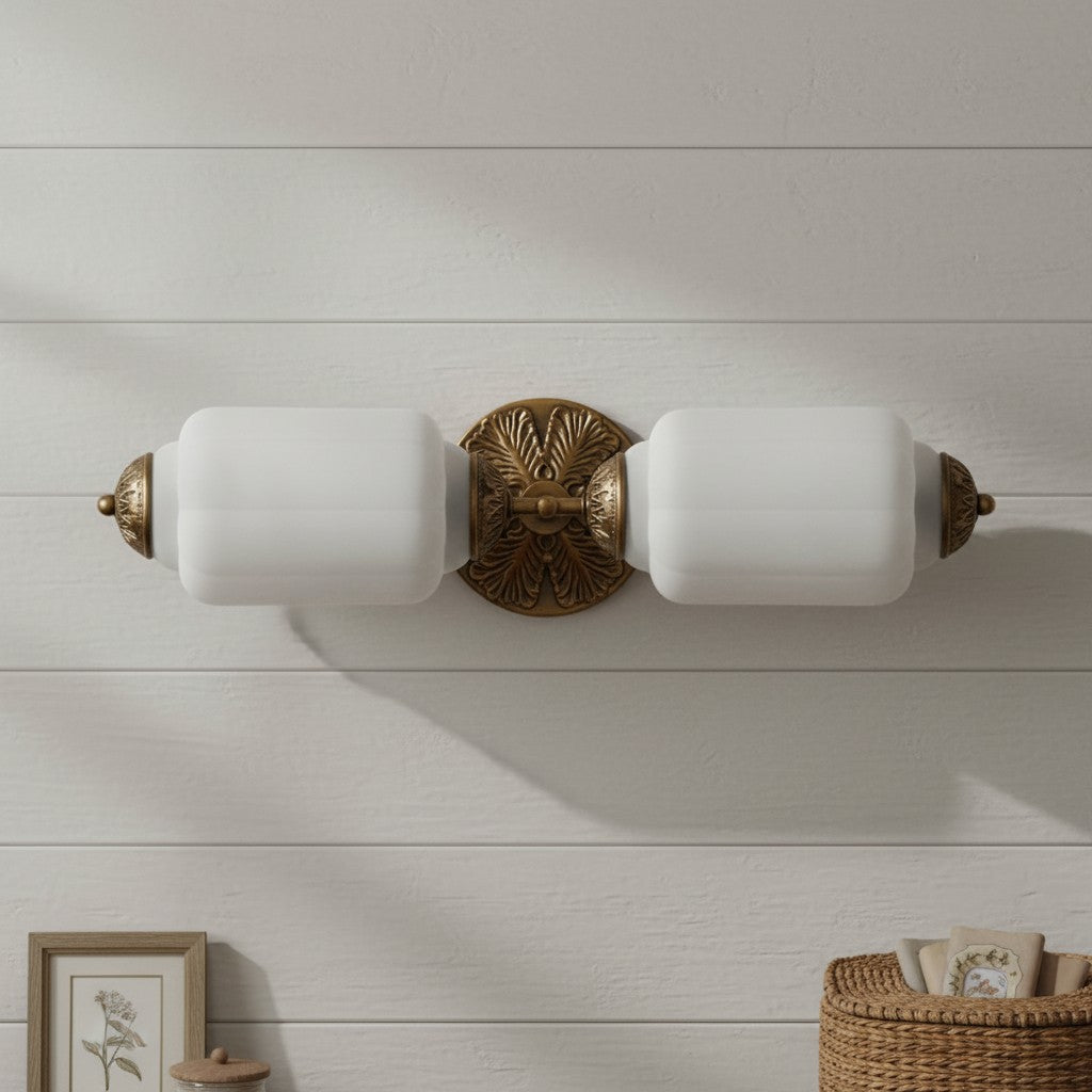 Vintage Art Deco Milk Glass Vanity Wall Light Fixture | Rosalyssa