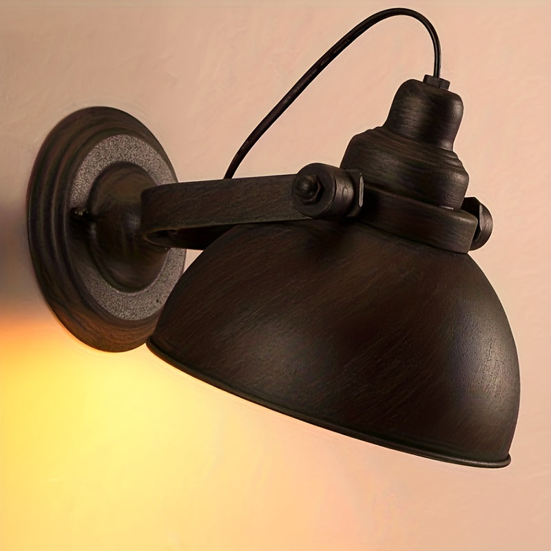 Lâmpada de Parede Retro Industrial com Braço Ajustável e Acabamento Preto Mate