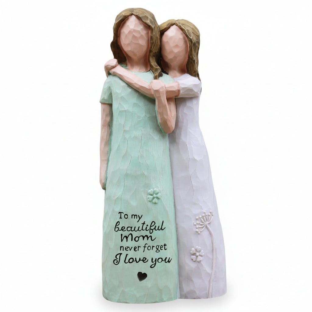 Statuetta Amata Mamma e Figlia per Regalo e Decorazione della Festa della Mamma