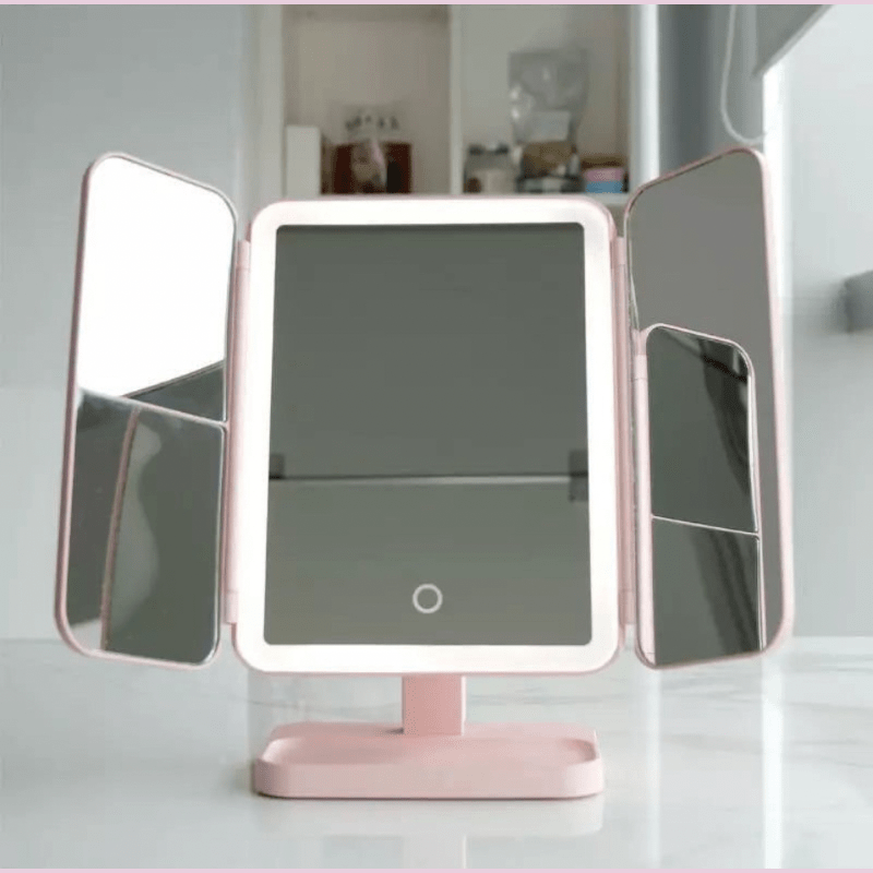 LumiBlend Drei-Panel LED-Spiegel mit Dreifarbiger Beleuchtung für Makelloses Make-up